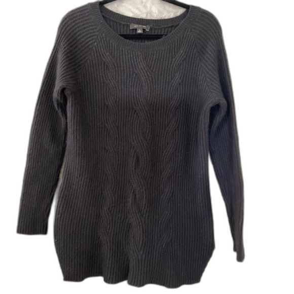 Ann Taylor Loft Women’s Alpaca Wool Blend Chunky Cable Knit sweater Sz M Black - Picture 1 of 10